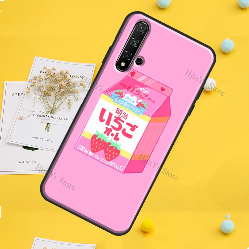 Милый японский чехол с клубничным Молоком Для Huawei P30 P20 P40 P60 Pro P Smart Nova 9 5T Honor Magic 5 Lite