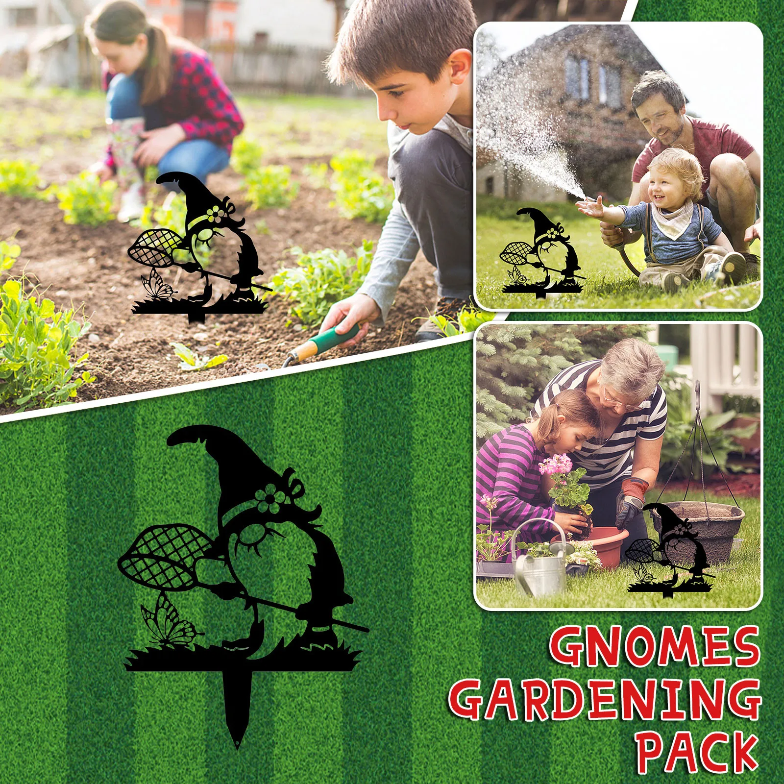 

Spring Garden Flags for outside 28x40 Metal Art Decoration Garden Steel Silver Gnomes Tree Gnomes Branch Patio Lawn & Garden