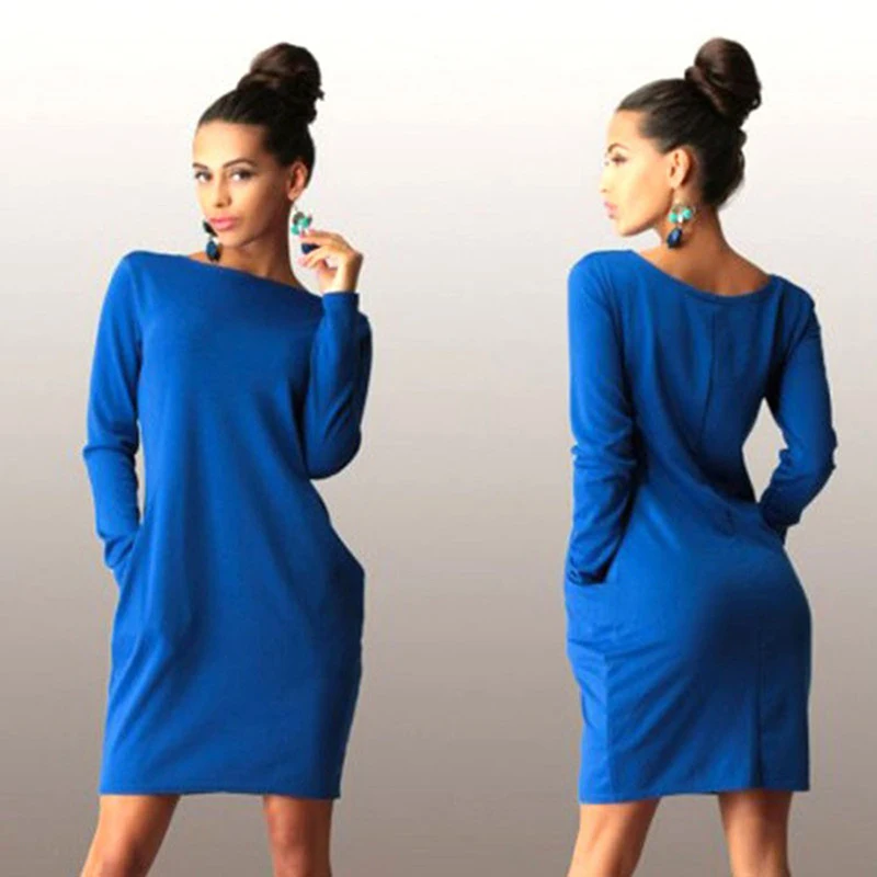 

2022 new European and American women spring and autumn slim bag hip dress long sleeve