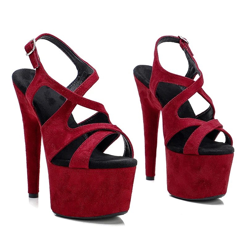 Leecabe 17CM/7Inch Suede upper sexy exotic sandals  platform fashion High Heels  Pole Dancing Shoes