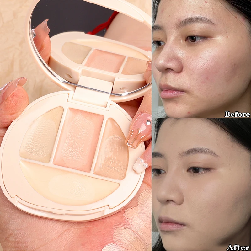 

4-colors Concealer Palette Foundation Cream Waterproof Coverage Cover Dark Circles Acne Pores Cream Base Face Makeup Cosmetics