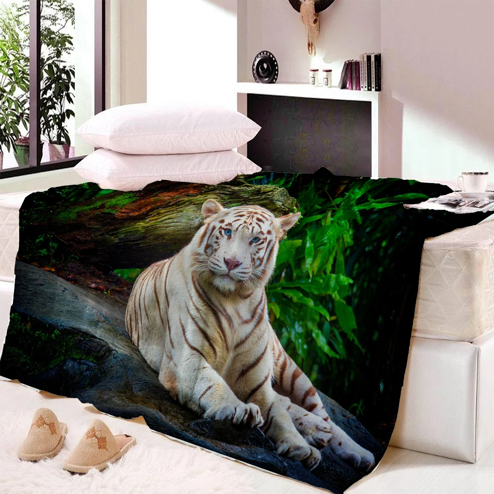 

3D Tiger blanket Super Soft For Spring Autumn Modern Line Art Sherpa Blanket Bedspread Throw Travel Dropship