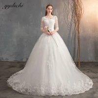 elegant sweetheart half sleeves wedding dresses long lace embroidery court train bridal gowns 2022 plus size vestido de noiva