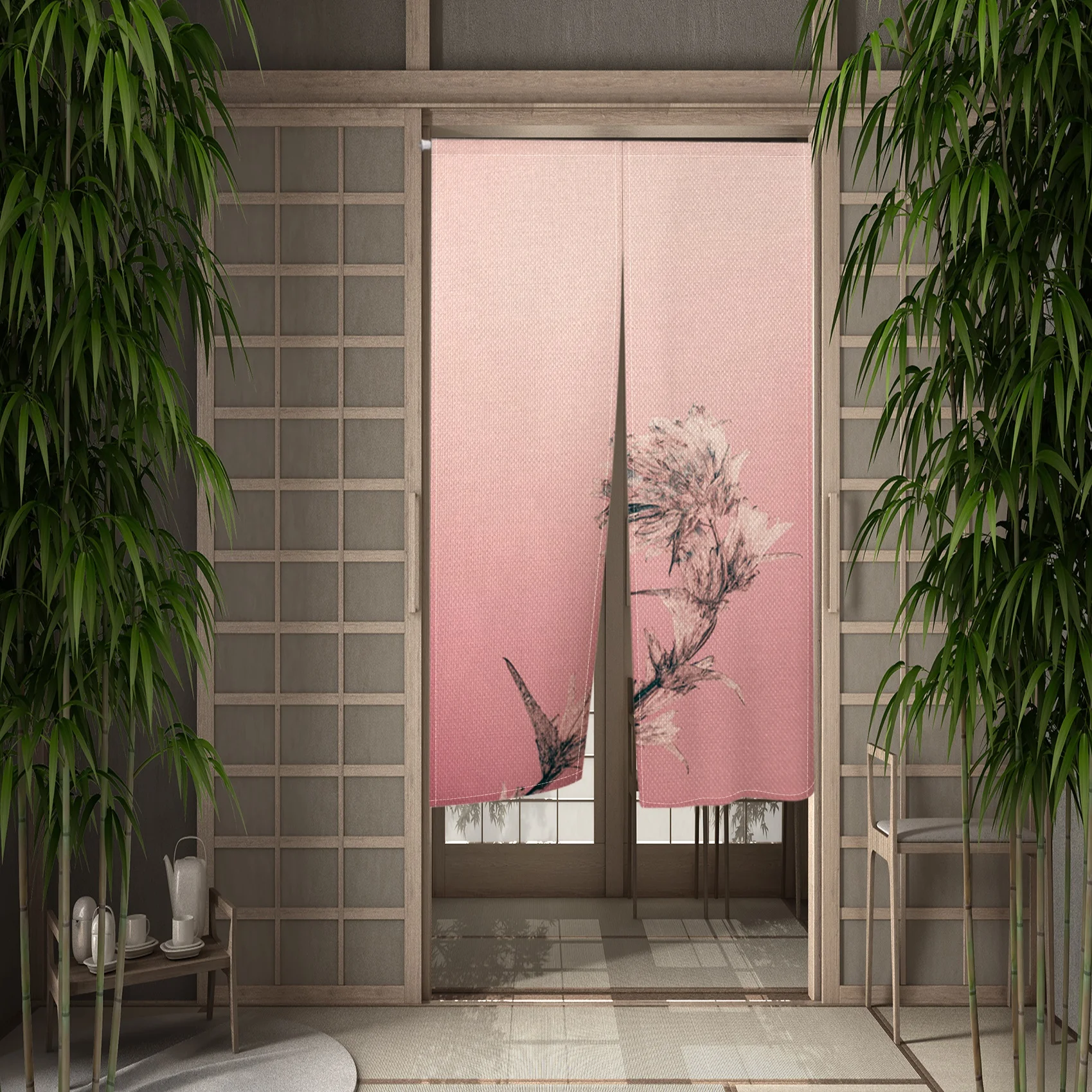 

Занавеска на дверь из цветущей вишни на заказ, перегородка для кухонной двери, декоративные занавески, входная подвесная полузанавеска