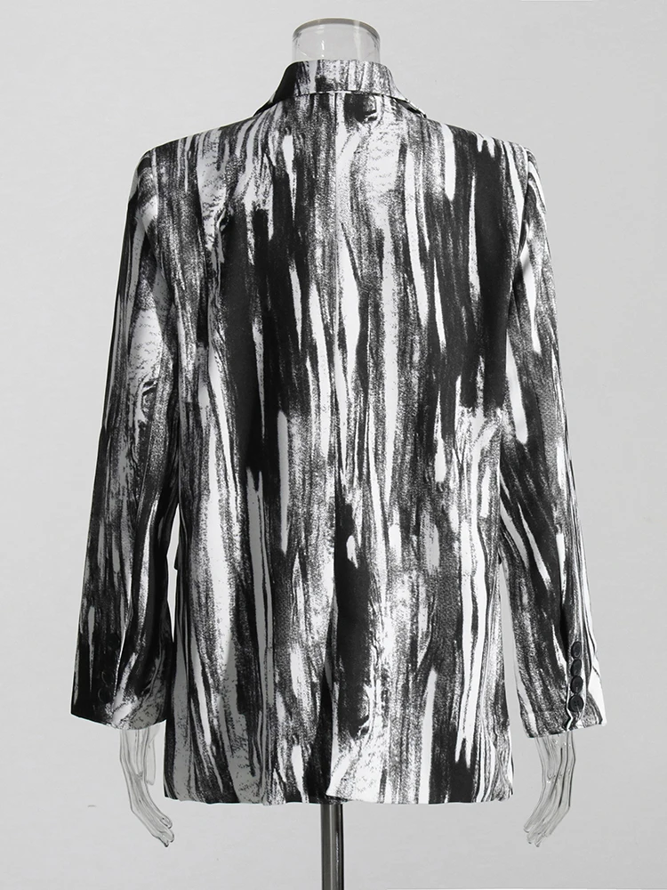 Женский пиджак с лацканами VGH уличный стиль свободный крой длинными рукавами из