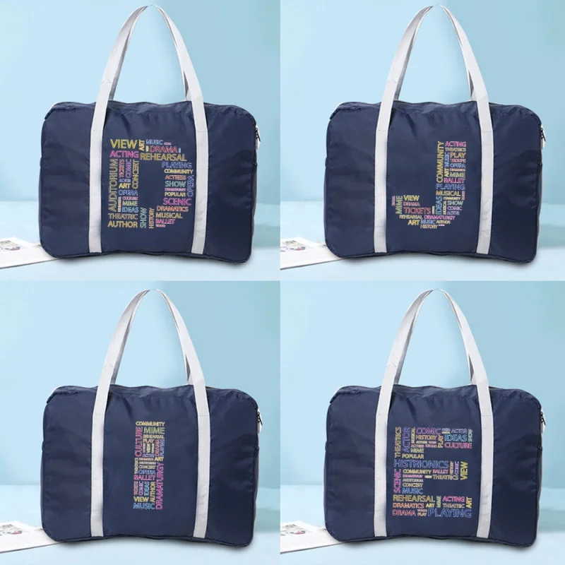 New Nylon Foldable Travel Bags Unisex Clothes Organizers Large Capacity Duffle Bag Text Printed Women Handbags Men Travel Bag