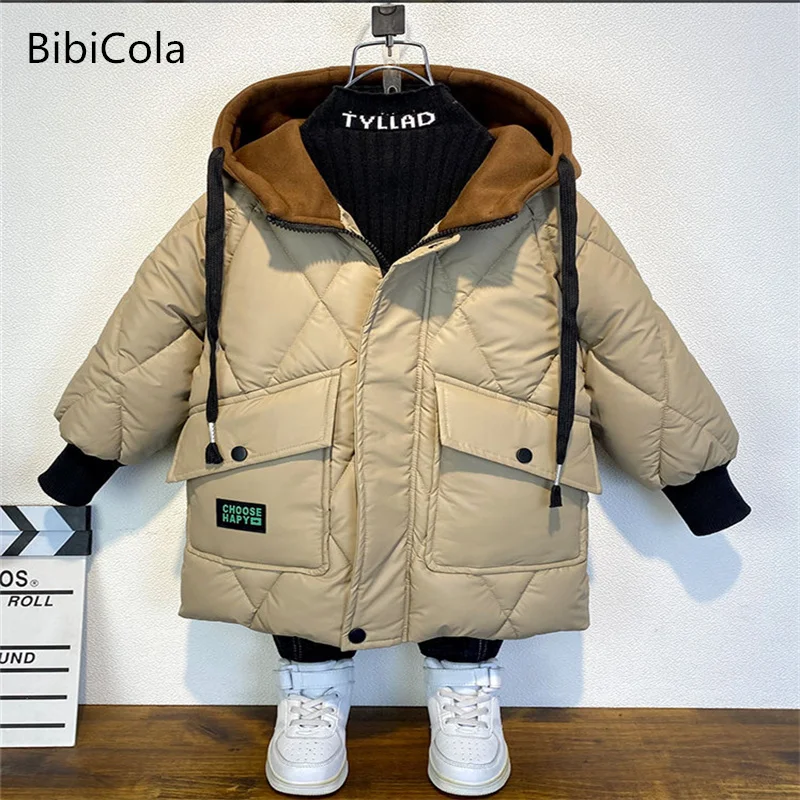 

Хлопковое пальто средней длины для мальчиков новая детская зимняя одежда в иностранном стиле, плотное хлопковое пальто с бархатом хлопкова...