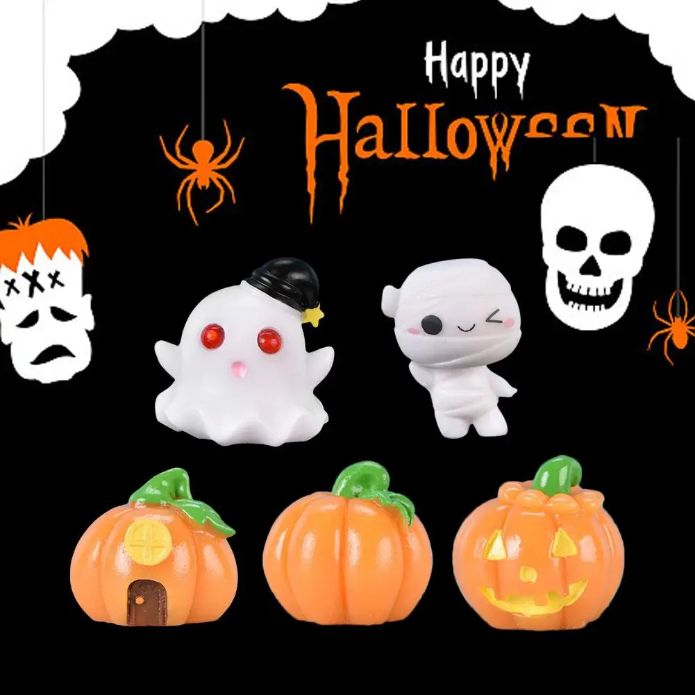 

1PC Halloween Micro Landscape Miniature Figurines Resin Fairy Ornaments Garden Decoration Pumpkin Mini Ghost Craft Z0K3