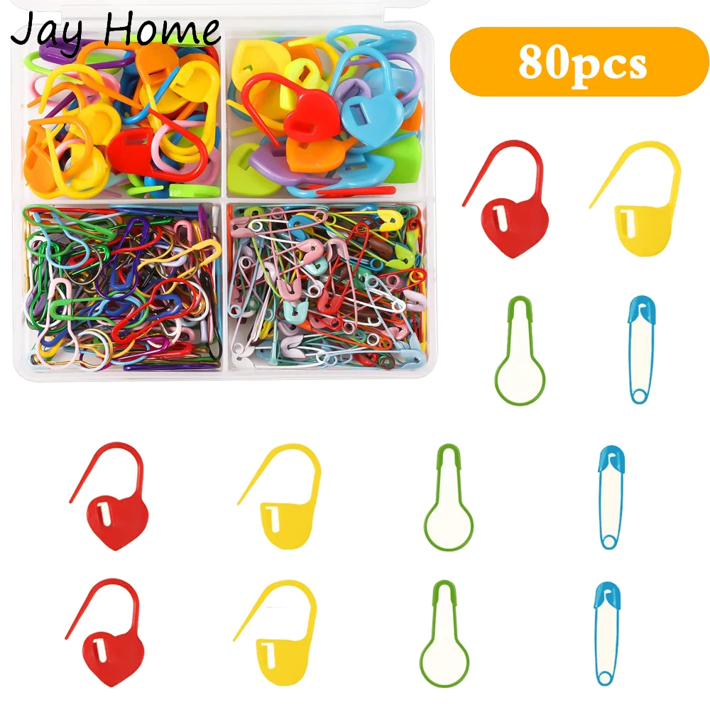 

80PCS Crochet Stitch Marker Set Knitting Crochet Locking Stitch Markers & Bulb Shaped Safety Pins DIY Knitting and Crocheting