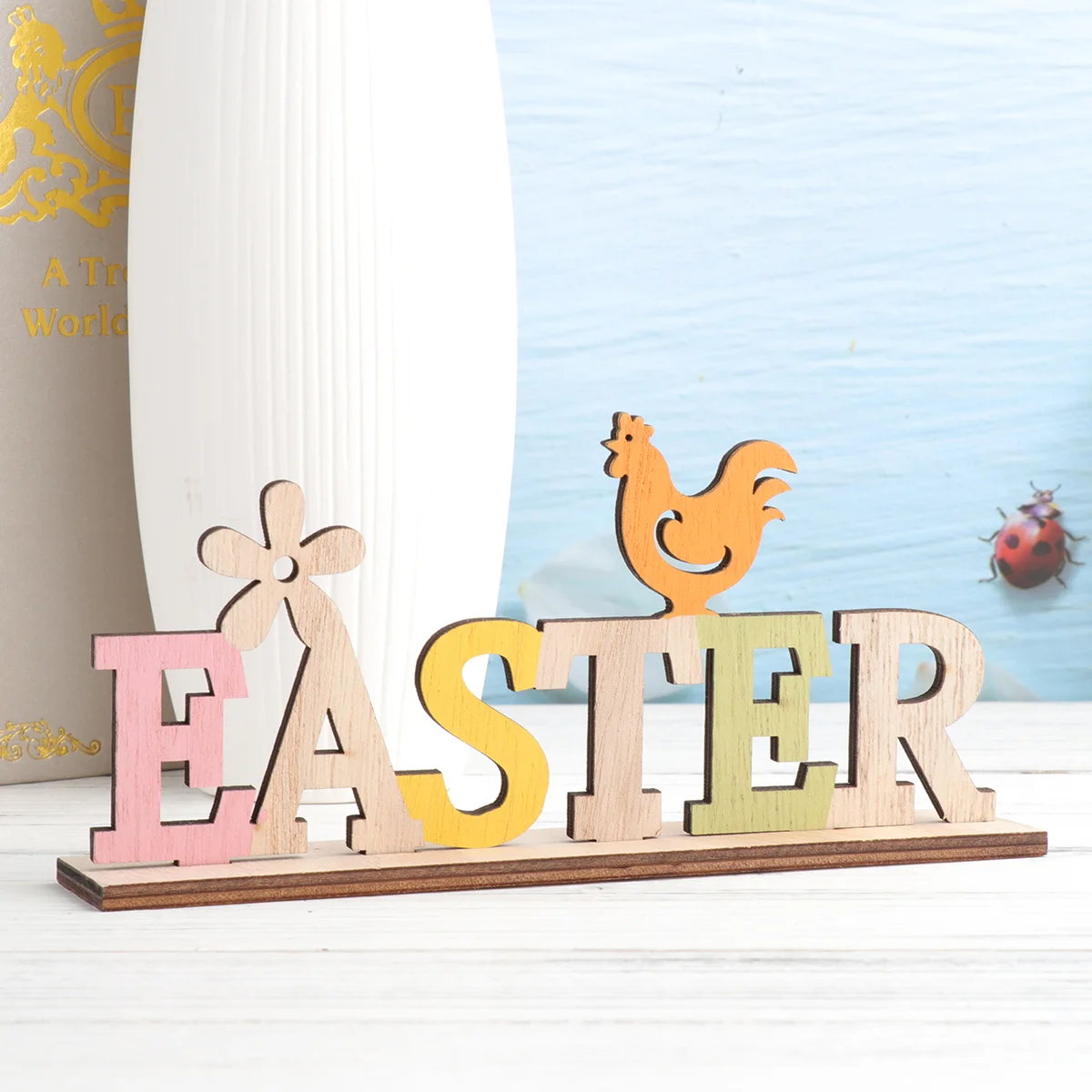 

Easter Table Wooden Wood Sign Ornament Spring Desktop Signs Decor Decorations Figurine Decoration Chick Centerpiece Tabletop