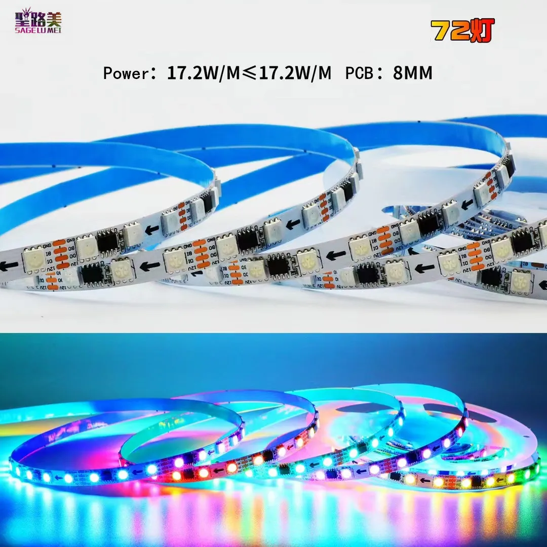 

5M DC12V/24V Led Madrix Lights Dual Signal Similar WS2815 WS2811 External 1 IC Control 3 RGB Strip Pixel Light Addressable Tape