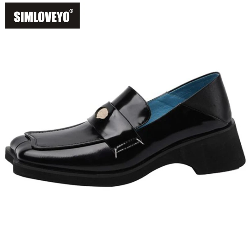 

SIMLOVEYO, повседневные весенние дизайнерские туфли-лодочки с квадратным носком, на танкетке, без застежки, из натуральной кожи, размер 34-42, одно...