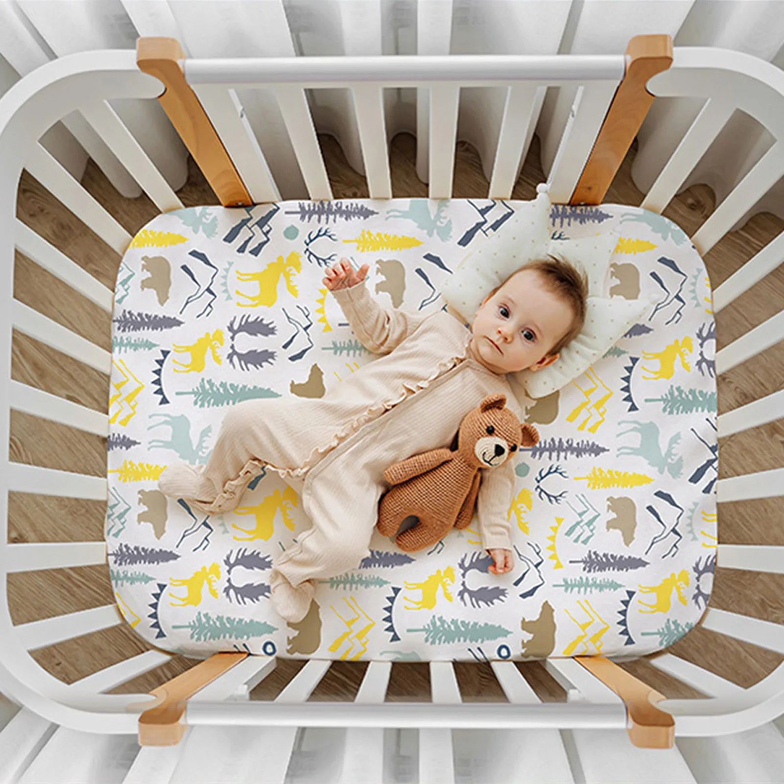 

Forest Baby Sheets Crib Sheets Neutral Crib Fitted Sheet For Mattress Bassinet Baby Bed 1307022cm/51.1827.568.66 Inches 2-Pcs
