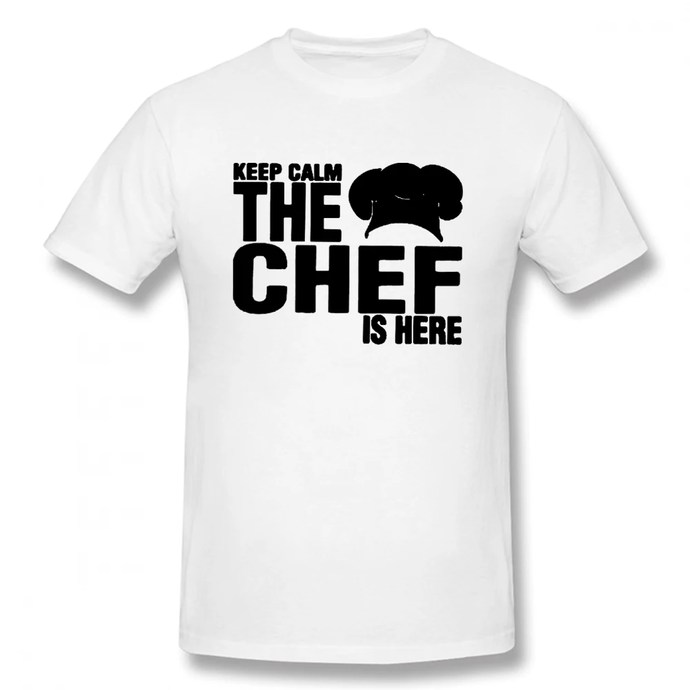 

Забавные футболки с надписью Keep Calm, шеф-повар здесь, хлопковая Футболка с графическим рисунком, уличная одежда с коротким рукавом, подарки н...