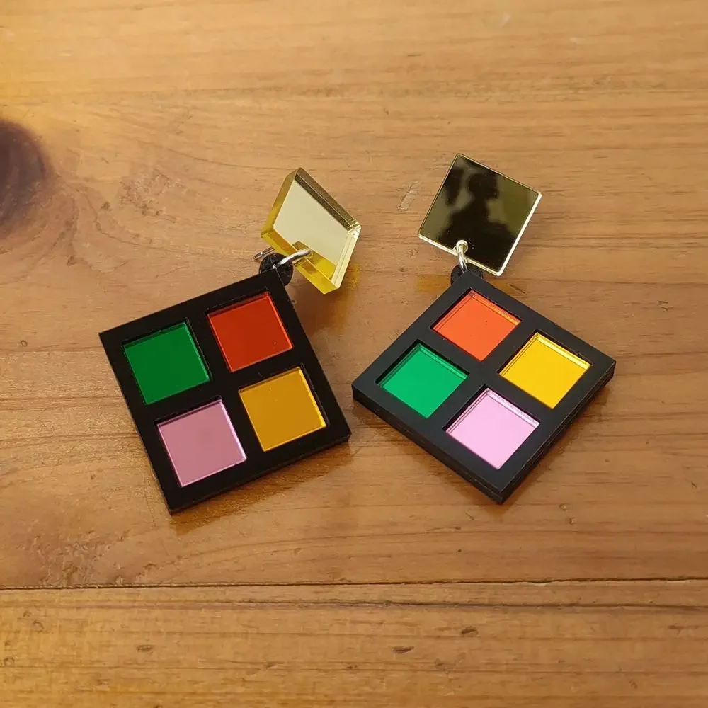 Популярные дизайнерские красочные акриловые серьги с геометрическим рисунком