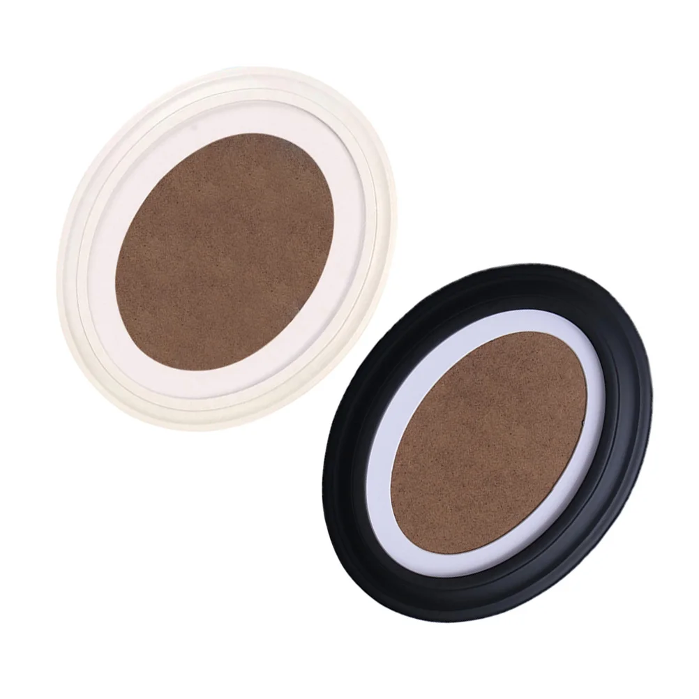 

2 Pcs Oval Solid Wood Photo Frame Simple Wooden Household MDF Creative Photograph