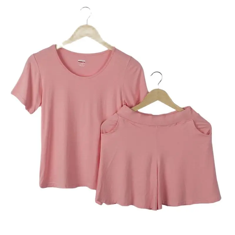 

Пижама с коротким рукавом, летняя, свободная, бесшовная, из двух предметов