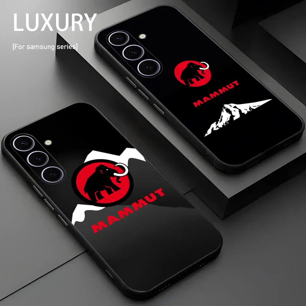 Модный чехол для телефона M-Mam-moth LOOG Samsung Galaxy S25 S24 S23 S22 S21 S20 Plus Ultra Note20 мягкий черный