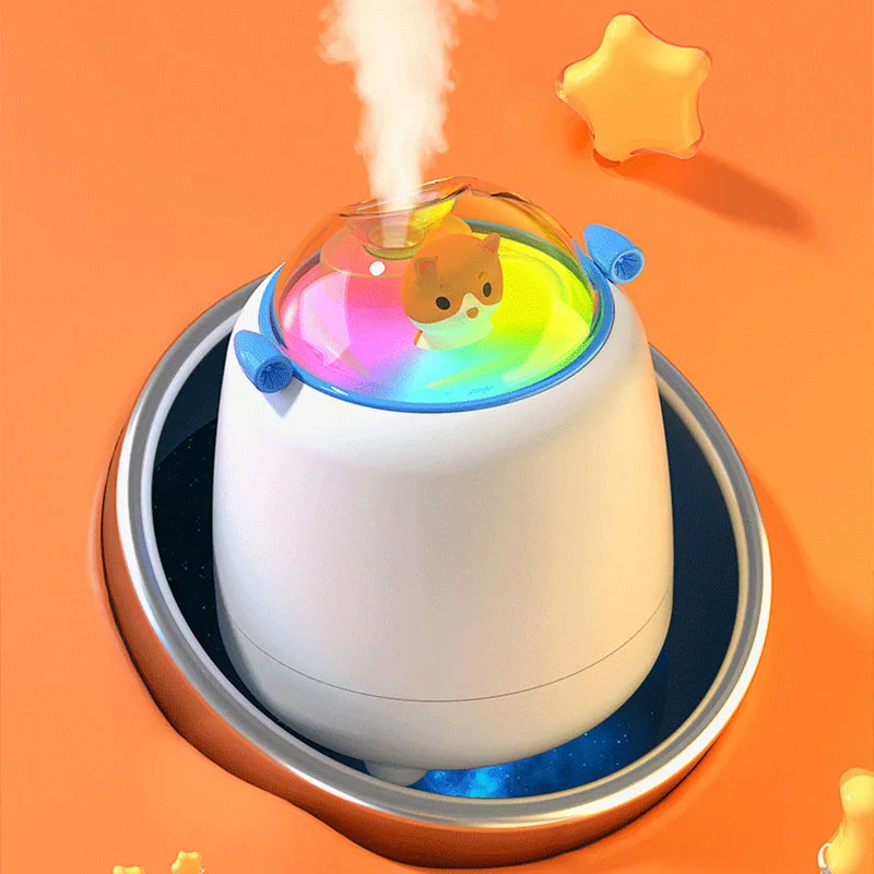 

240ml Cartoon Wireless Air Humidifier USB Rechargeable Portable Aromatherapy Mist Maker Diffuser with Romantic Warm Lamp
