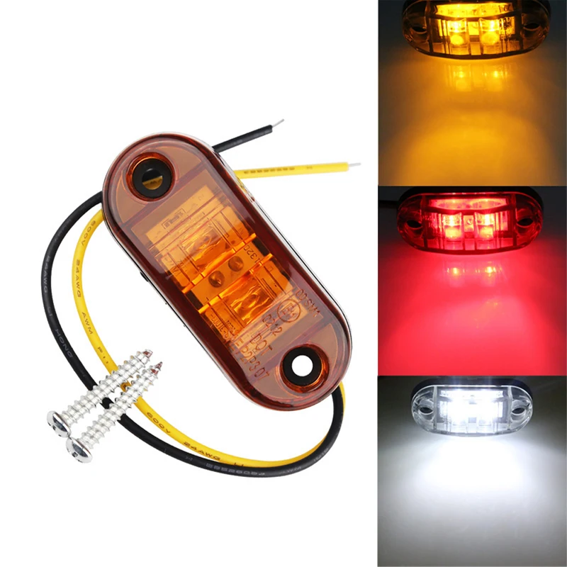 

4pcs Universal 12V/24V 2 LED Diode Red/Amber White Surface Mount LED Side Fender Marker Light LED Light Bar free shipping