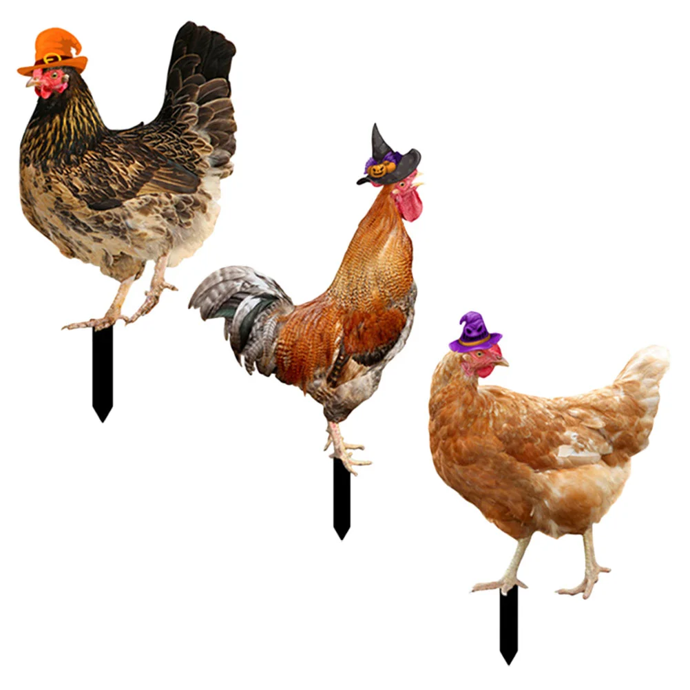3 шт. садовые колья куриный газон декоративные вставки знак Хэллоуин петух