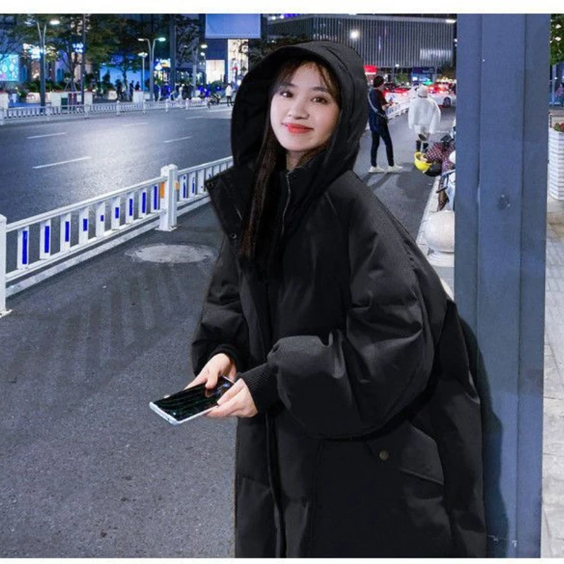 New Winter Womens Cold Coat Parkas Super Hot Hooded Padded Jacket Big Pocket Korean Fashion Loose Cheap Wholesale Snow Outercoat