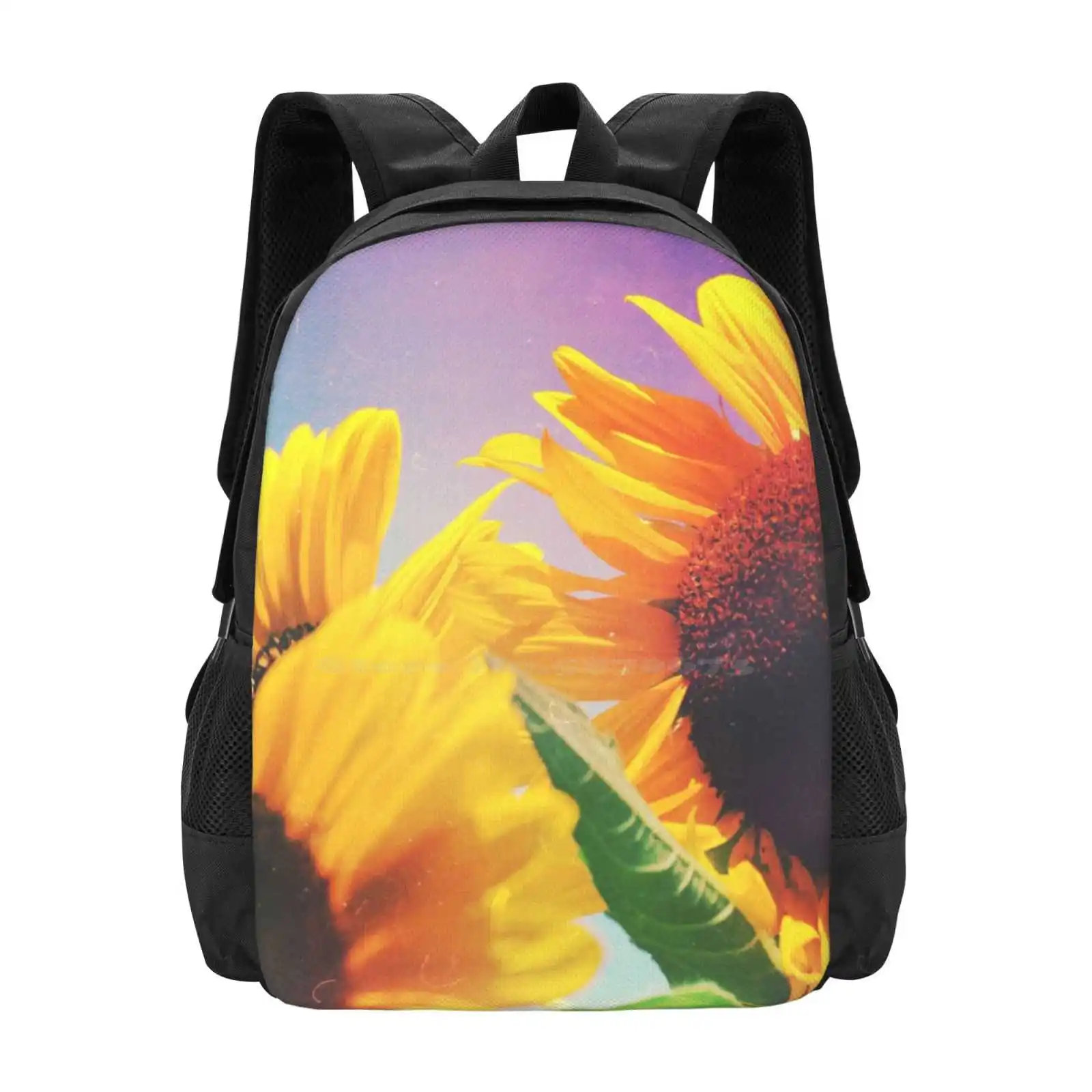 

Summer Sunshine Day School Bags Travel Laptop Backpack Sunflower Yellow Blue Sky Garden Nature Summer Wild Dreamy