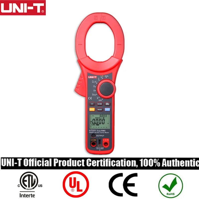 

UNI-T Digital Clamp Meter UT221 LCD Display AC/DC 2000A True RMS ammeter Resistor Frequency Diode Test Low Pass Filter