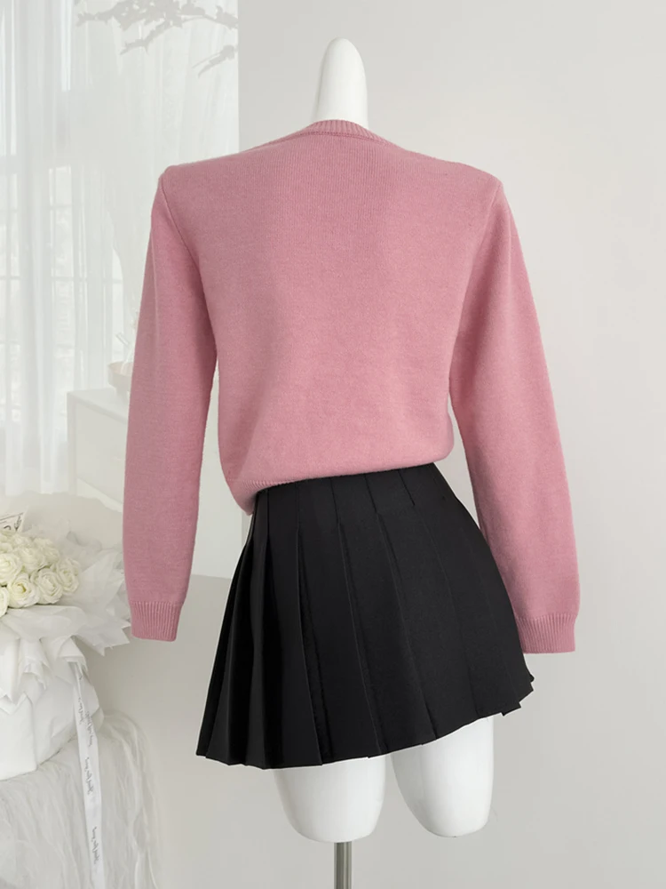 Осень-зима женский корейский модный милый укороченный свитер с длинными