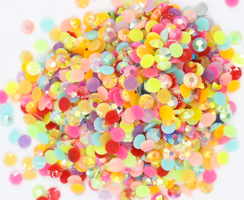 

Jelly Mix AB Colors Flatback стразы Resin Non hotfix Rhinestones in Bulk Package Plastic Nail Art Decoration for Garment