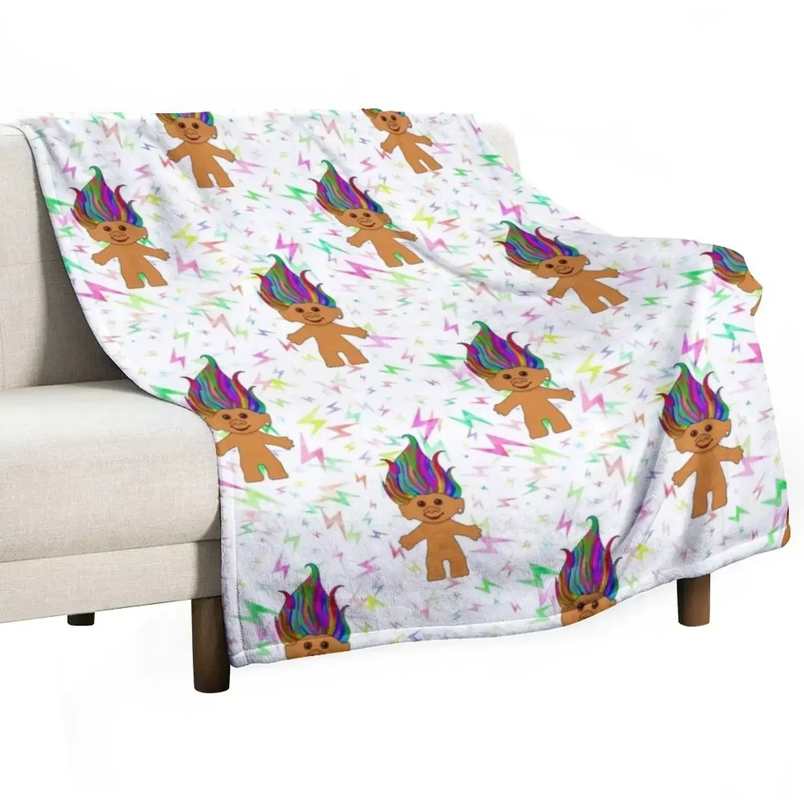 Красочный ретро принт куклы-тролли для детей 90-х годов - одеяло с радужными