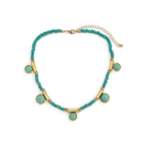 gold vintage women turquoises seed beads short chokers necklace statement necklaces girl women gifts jewelry