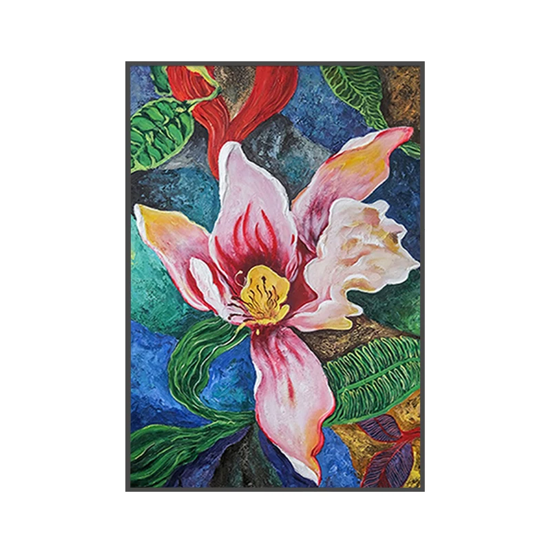 

Modern pure hand-painted oil painting, colorful flowers, iris flowers, thick texture knife on canvas,high-end art decorations
