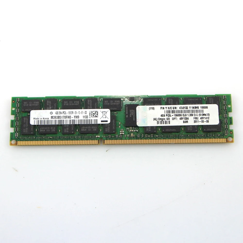 Для IBM RAM X3650 X3400 X3550 M3 49Y1394 49Y1412 47J0133 PC3L-10600R RDIMM Серверная память высокого качества 4