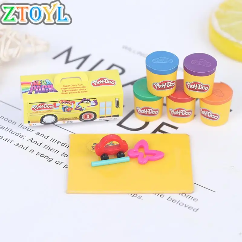 

1 Set 1/12 Scale Mini Dollhouse Miniature Crayon Cutting Mat Ruler Scissor for Blyth BJD Stationery Doll House Accessories