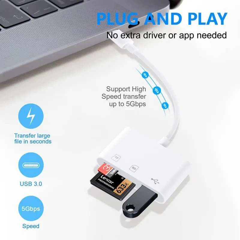 USB 3 0 в 1 TF SD кардридер для Apple Phone 14 13 11 12 X Pro Type C карта памяти OTG адаптер Ipad Huawei Xiaomi