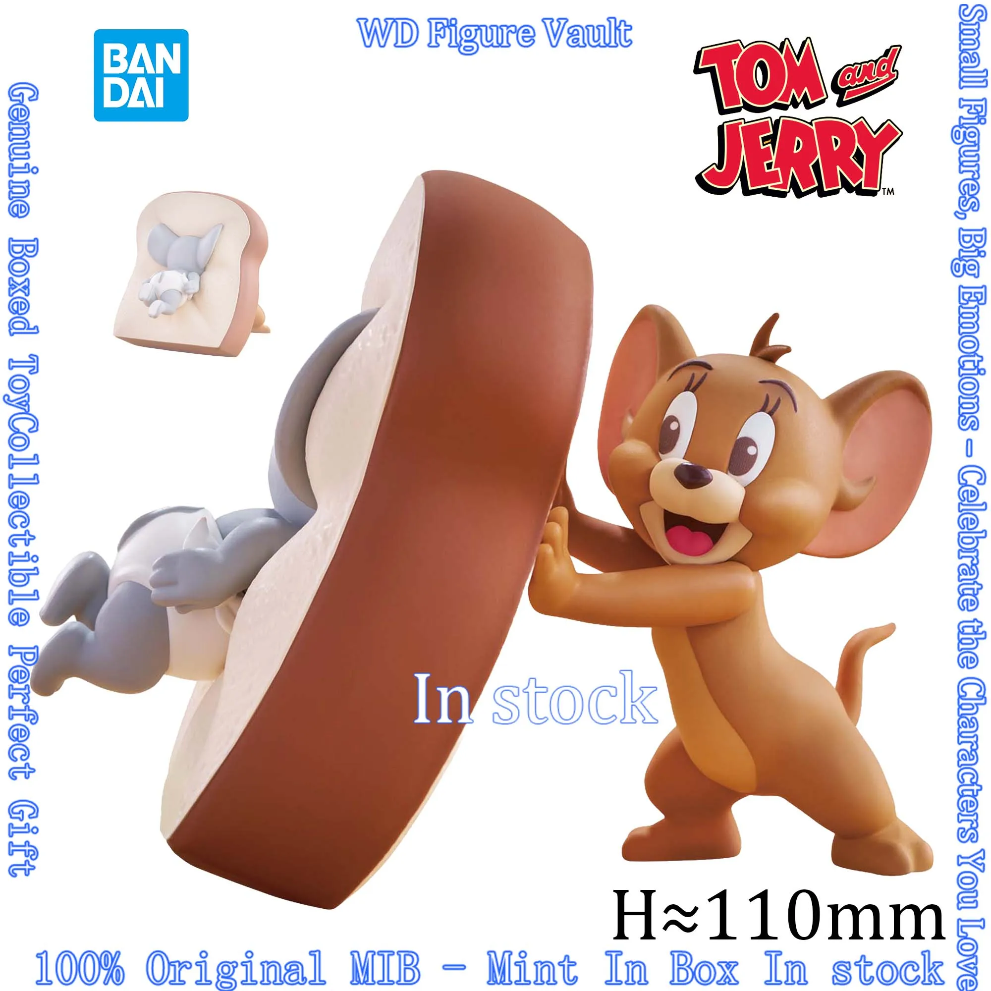 Фото В наличии: Большая мягкая виниловая фигурка Bandai Том и Джерри - Yummy Bread - Tuffy, мягкие резиновые фигурки из ПВХ, аниме-модель, оригинальная игрушка в коробке, подарок №1