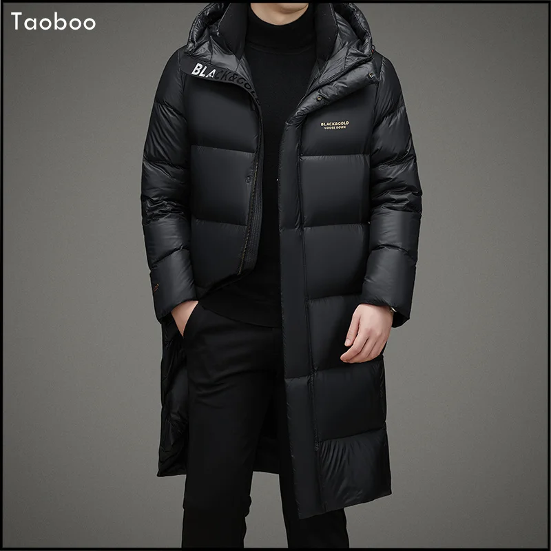 

2023 New Winter Hooded Male Jackets Golden&Black Casual Long Thicker Warm Parkas canada Luxury Goose Down Padded Outwear