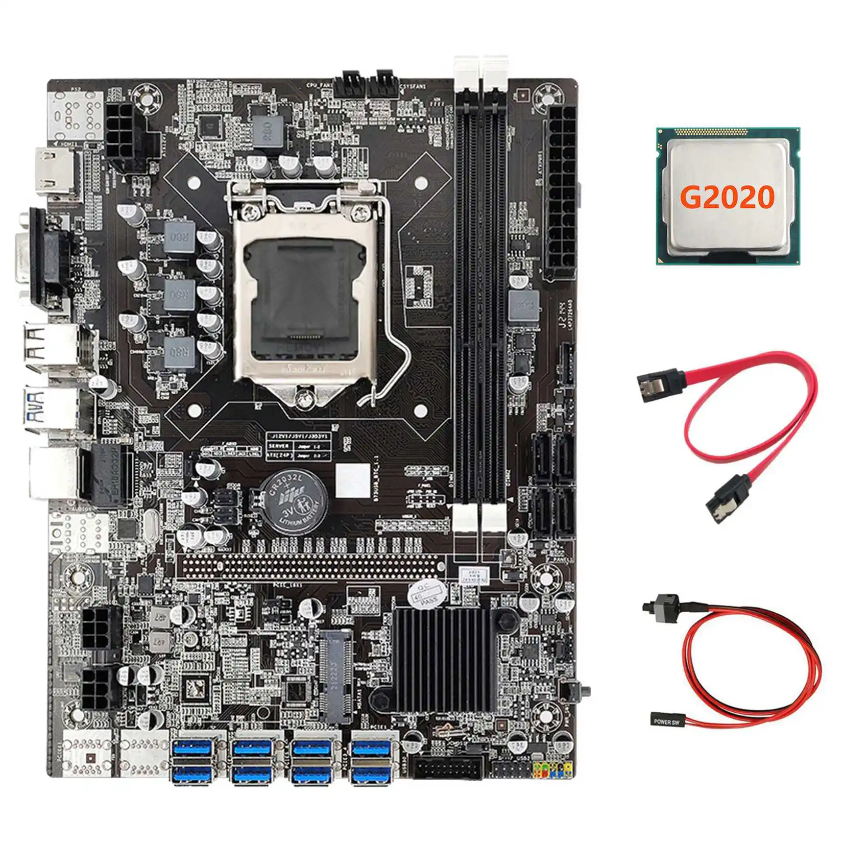 

Материнская плата B75 USB ETH для майнинга 8XUSB3.0 + G2020 ЦП + SATA кабель + коммутационный кабель LGA1155 DDR3 B75 USB Майнер материнская плата