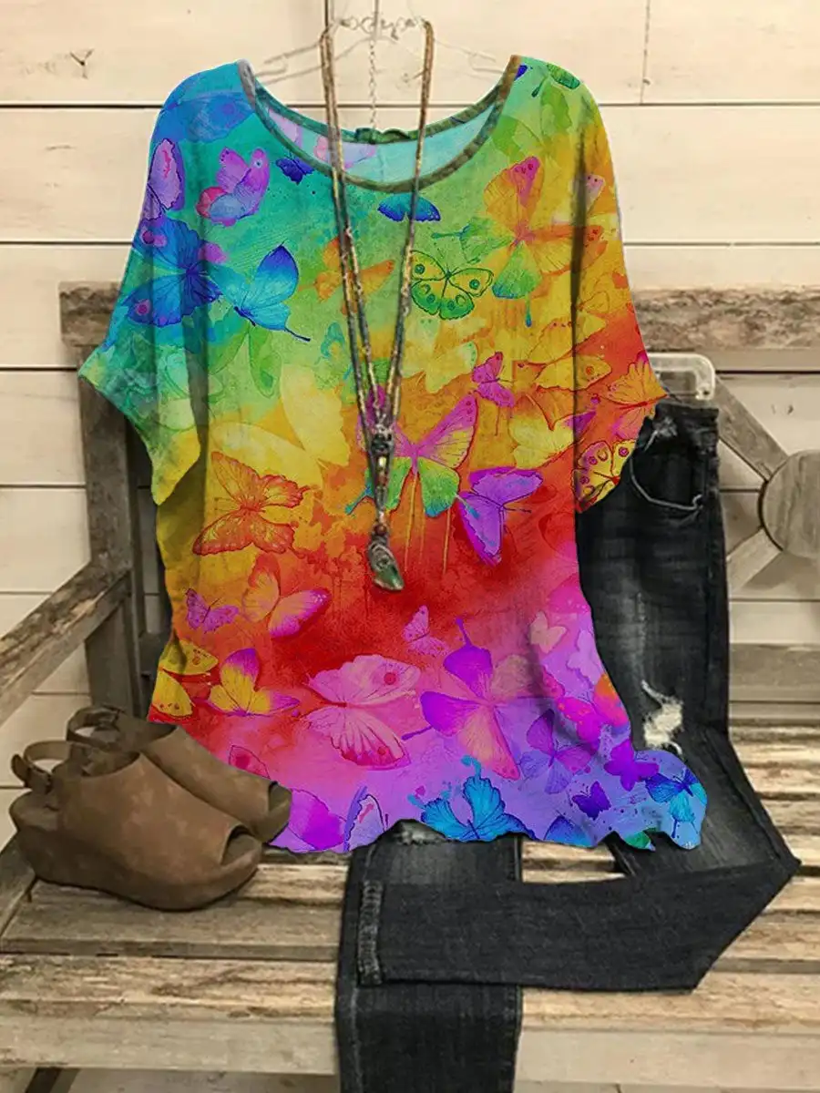 

Женский топ с принтом бабочки