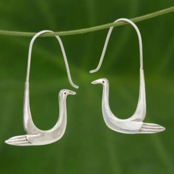 

Elegant Silver Color Birdie Drop Dangle Earrings For Women Classic Long Tassels Earring Romantic Wedding Jewelry
