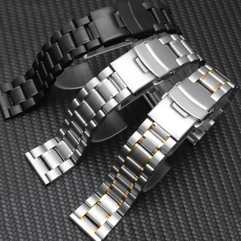 Ремешок мужской из нержавеющей стали однотонный браслет для часов Seiko Citizen Longines