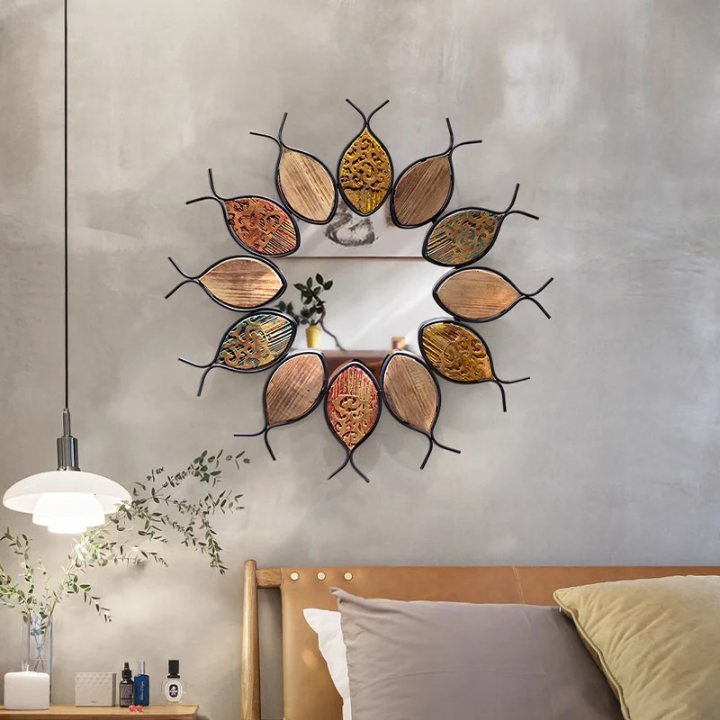 

Mediterranean Style Wall Stickers Decor Living Room Background Wall Bedroom Decor European Style Creative Fish Art Wall Mirror