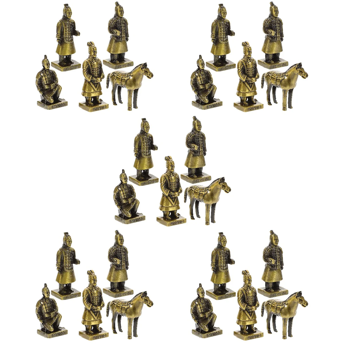 

5 комплектов фигурок терракотовых воинов, металлические украшения из терракотовых воинов