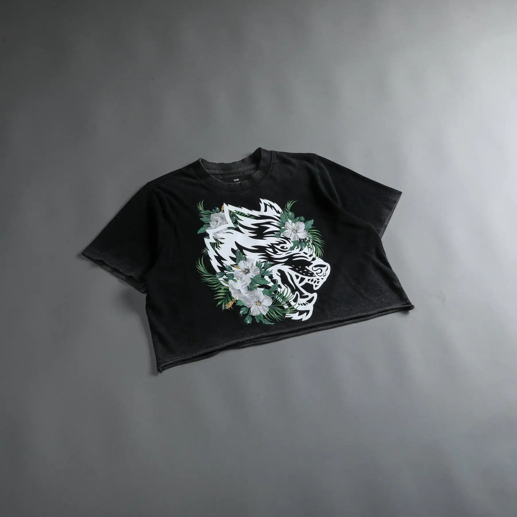 Darc She Shirt Wolf Head Top Cherry Blossom Wolf Yoga Short Sleeve Women Summer Pure Cotton Pure Cotton Sports Fitness T-shirt