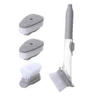 home kitchen soap dispenser non slip sponge head dish brush cleaning accessories multi function long handle dishwashing brush