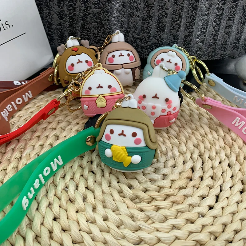Милый дневной мультяшный милый кролик Molang брелок для автомобиля женский с