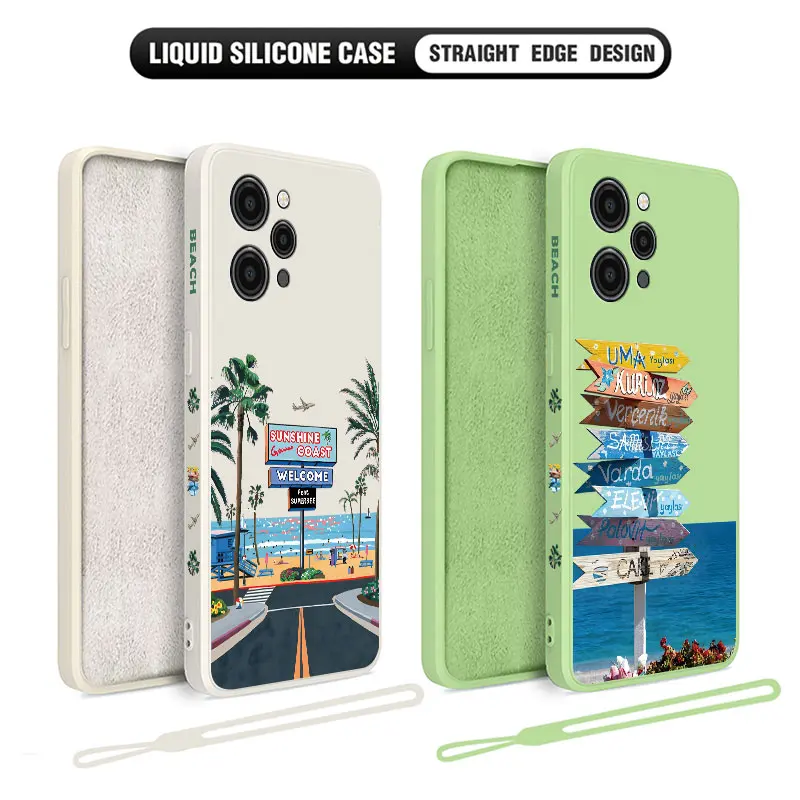 

Suncoast California Phone Case For Xiaomi Redmi 12C 10 10C 10A 9 9T 9A A1 K20 K30 K40 Pro Plus 4G 5G Liquid Silicone Cover