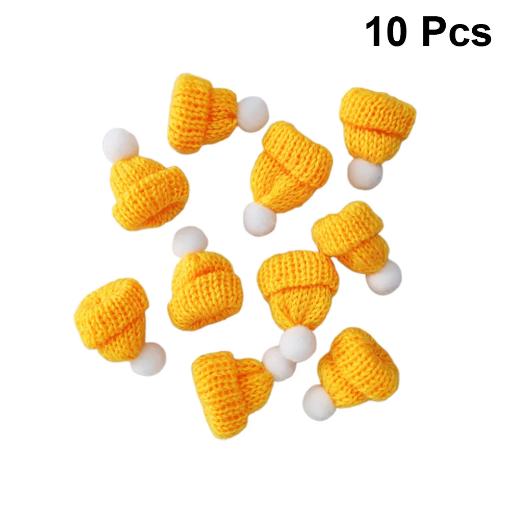 

10pcs Christmas Knit Hat Hat Xmas Topper Covers Miniature Santa Hat DIY Craft Jewelry Making Yellow