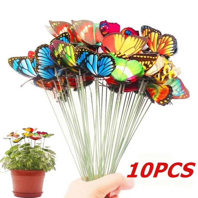 

New Bunch of Butterflies Garden Yard Planter Colorful Whimsical Butterfly Stakes Decoracion Outdoor Decor Gardening Decoration